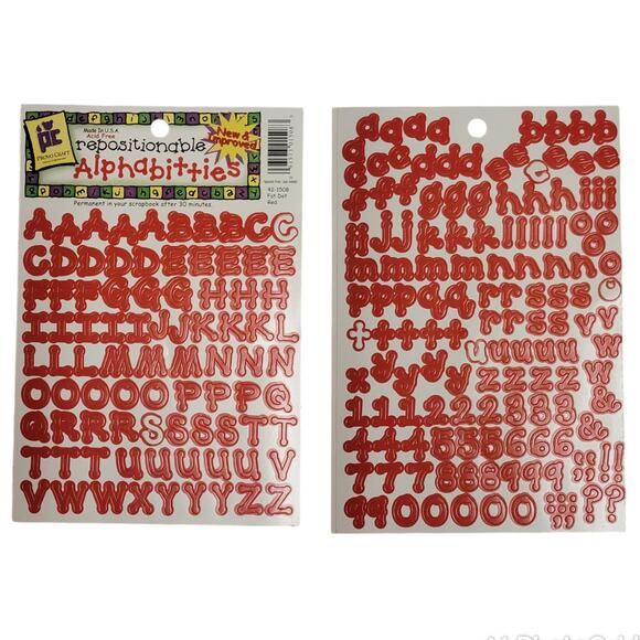 Provo Craft Alphabitties Stickers 4 Sheets ABC 123 Multi Red Black Scrapbooking - Picture 4 of 5